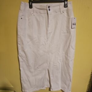 NWT Ophelia Roe Women's Size Large White Denim Jean Skirt
